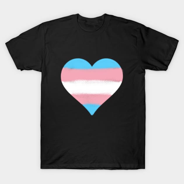 Transgender Flag Heart T-Shirt by -